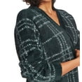 thumbnail image 2 of 1.State Women's Sweater Plaid Eyelash Fuzzy Cardigan   Green XS, 2 of 4