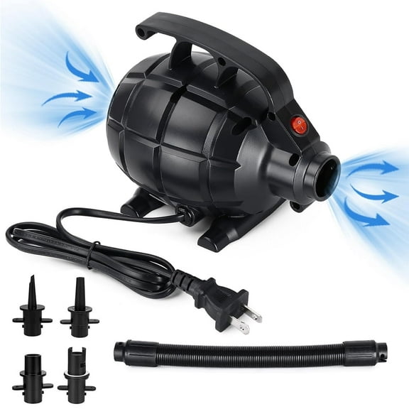 DERCLIVE Electric Pump for Inflatables Air Mattress Pump Air Bed Pool Toy Raft Boat Quick Electric Air Pump Black (AC Pump(600W))