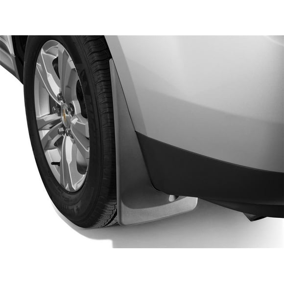 Convient à 2010-2017 Chevrolet Equinox Weathertech Boue Rabat 120059 Direct-Fit; Lot de 2; Contour; Sans Logo; Noir; Thermoplastique; Système de Fixation à Rotation Rapide