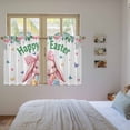 thumbnail image 3 of Spring Easter Kitchen Curtains 45 Inch Length, Pink Cute Rabbits Flowers Eggs Butterflies Plants Tiers Curtains for Bathroom Bedroom Cafe, Light Filtering Window Treatment Drapes 2 Panels 42"Wx45"L, 3 of 8