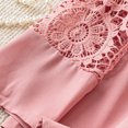 thumbnail image 5 of Women's Oversize Tank Tops Casual Solid Large Hollow Out Lace Splice Long Sleeve V-neck Pink T-Shirts Blouses XL-4XL, 5 of 8