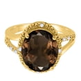 thumbnail image 4 of Mauli Jewels Rings for Women 4.53 Carat Oval Shaped Smokey Quartz and Diamond Ring 4-Prong 10K Yellow Gold, 4 of 6