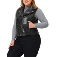 thumbnail image 4 of Unique Bargains Women's Plus Size Leather Zip Up Notch Lapel Riding Vests Jacket, 4 of 6