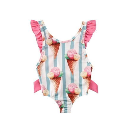

Misowmnjoy Toddler Girls Swimwear Ruffles One-piece Beachwear Clothes