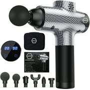 AMFit Massage Gun Deep Tissue Muscle Massage Gun for Athletes, Professional Handheld Massager Gun, Portable Percussion Massage Gun for Pain Relief - 6 Heads, 20 Speeds, Powerful Motor & Battery Life