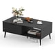 thumbnail image 1 of 41.34 - pulgada de madera coffee mesa con almacenamiento gabinete, two - tier design, wave - style sliding doors, moderno y functional para estilo rural sala de estar, oficina o lounge (blanca), 1 of 7