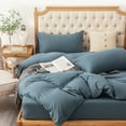 thumbnail image 6 of PURE ERA King Size Duvet Cover Set 100% Jersey Cotton Ultra Soft Stretchy Solid Cerulean Blue (1 Duvet Cover 2 Pillow Shams), 6 of 7