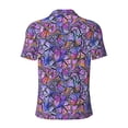 thumbnail image 3 of Vsdgher Watercolor Butterflies Print Men's Short Sleeve Stretch Polo Shirt, Moisture-Wicking Performance Polo Shirt, 3 of 8