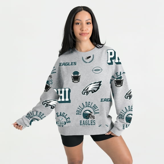 Women's Gameday Couture Heather Gray Philadelphia Eagles Always On Repeat Fleece Sweatshirt