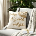 thumbnail image 2 of SAFAVIEH Baby It's Cold Outside 18" x 18" Holiday Pillow, Beige/Gold, 2 of 4