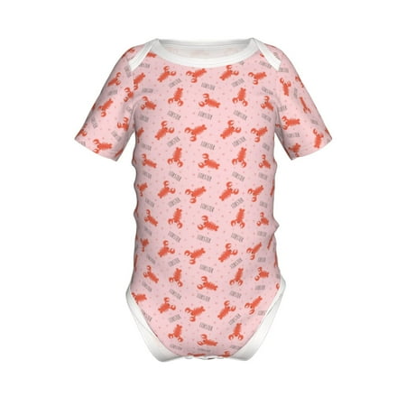 

Adobk Cartoon Lobsters 3 Print Baby Climbing Clothes Jumpsuit Rompers Classic Rompers Child Short sleeve Bodysuits-9M