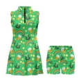thumbnail image 4 of COEQINE Leprechaun Hat Gold Coin Rainbow Beer Print Golf Dresses for Women with Shorts 2 Pockets Lightweight Sleeveless Zip Up Workout Dresses for St. Patrick's Day, 2XL, 4 of 7