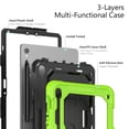 thumbnail image 6 of Case for Samsung Galaxy Tab S10 Lite/S10 FE/S9 FE 10.9 Inch with Screen Protector, 360 Degree Rotating Kickstand Hand Strap Heavy Duty Shockproof Cover with Shoulder Strap, Lime, 6 of 7