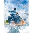 thumbnail image 2 of Young, Chamira 15x18 Gold Ornate Wood Framed with Double Matting Museum Art Print Titled - Freighter II, 2 of 4