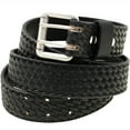 thumbnail image 4 of Made In USA 1 1/2 Black Leather Belt Double Holes Basket Weave Embossing, 4 of 4
