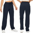thumbnail image 2 of Lmueinov Women's Outdoor Cargo Pants, High Waisted Hiking Trousers with Zipper Pockets and Drawstring, Lightweight Active Pants, 2 of 3