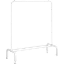 Rolling Clothes Rack Metal Clothing Rack with Wheels Garment Rack with Bottom Shelf for Hanging Clothes Shirts Jeans and Coats White