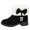 Black, variant on Womens Ankle Boots Round Toe Bow Accent Warm Cuff Thick Sole Low Block Heel for Casual Cold Weather Wear