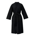 thumbnail image 2 of Luxury Waffle Weave Kimono Robe Ultra Soft Cotton Blend Bathrobe with Belt and Pockets, Unisex, Black, 2 of 5