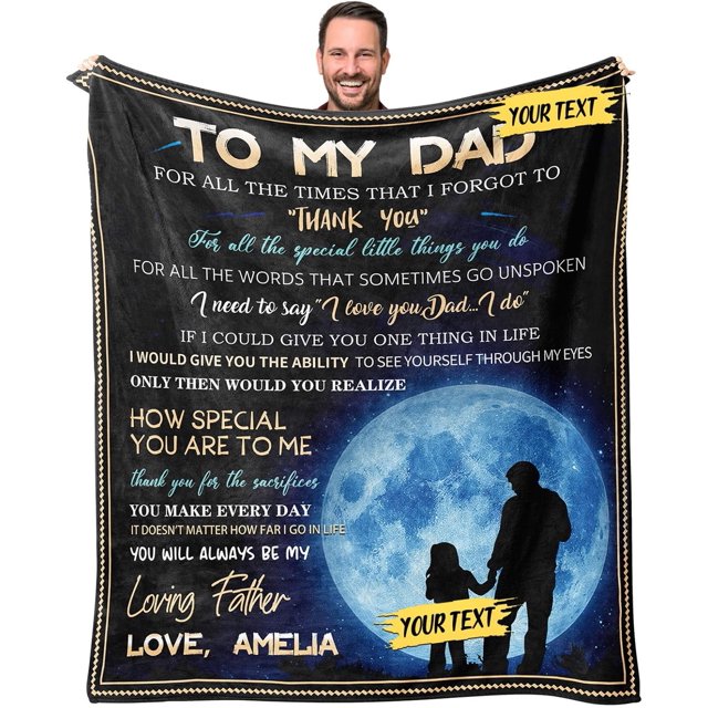LHSHID Custom Blanket for Dad from Daughter Soft Personalized Blanket for Papa Grandpa from Granddaughter Customize Sherpa Blanket for Uncle from Niece 30"x40"