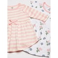 thumbnail image 2 of Touched by Nature Baby and Toddler Girl Organic Cotton Long-Sleeve Dresses 2pk, Pink Gray Scribble, 0-3 Months, 2 of 5