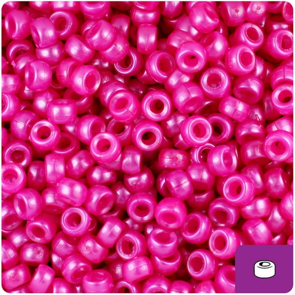 BeadTin Hot Pink Pearl 6.5mm Mini Barrel Pony Beads (1000pcs)
