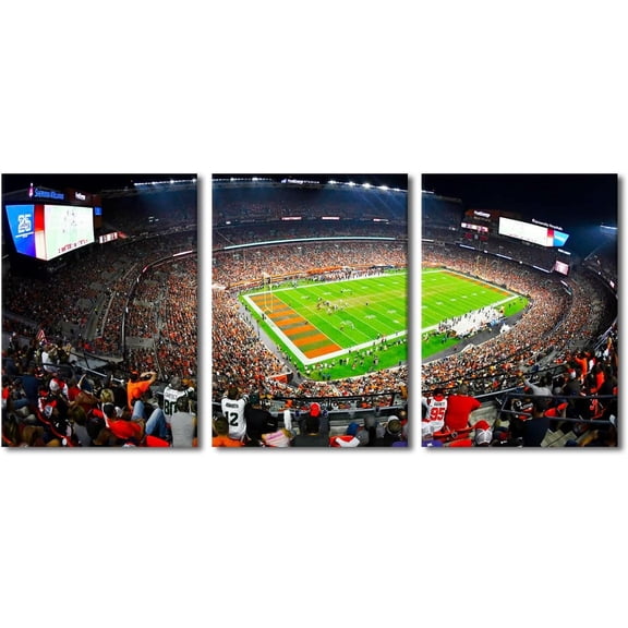 3 Panel Denver Canvas Wall Art American Soccer Prints Sports Artwork Wall Decor Stadium Picture Canvas Art for Bedroom Living Room Broncos Stadium Paintings Posters Framed Ready to Hang (42"Wx20"H)