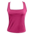 thumbnail image 4 of MIXUE Tank Top for Women Summer Solid Color Square Collar Sleeveless Fashion Casual Camisole Vest Streetwear,Pink,L, 4 of 5