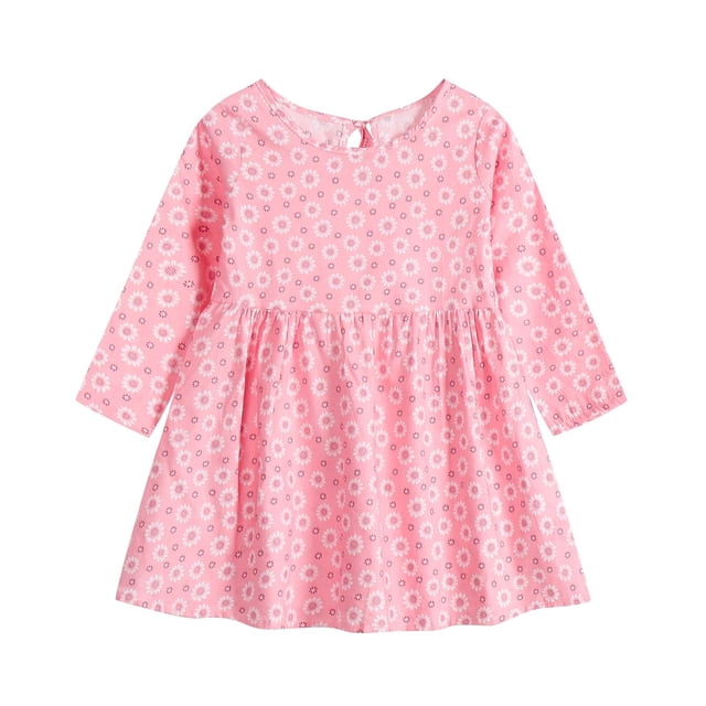 Odeerbi Niñas Manga Larga Floral Vestido Algodón Princesa Infantil Primavera A-Line Dress