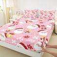 thumbnail image 3 of Manfei Magical Santa Claus Full Size Sheets, Pink Cartoon Christmas Bed Sheets, Happy New Year Sheet Sets, Microfiber Bedroom Decor, 4-Piece, 3 of 7