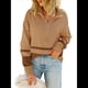 thumbnail image 3 of Suéter de Punto para Mujer, Suéter Extragrande con Media Cremallera y Larga, Sudadera con Capucha y Cremallera de un Cuarto, Otoño Caqui L, 3 of 10