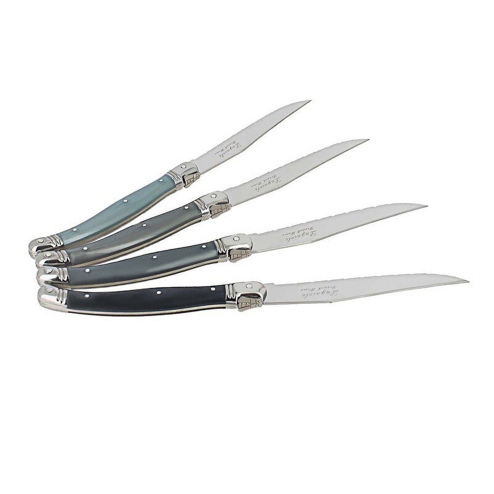 Laguiole steak knives, grey acrylic handles, dishwasher safe