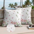 thumbnail image 2 of Spring Flower Leaf Outdoor Pillow Covers Pack of 2 Summer Country Pink Floral Butterfly Green Leaf Plant Waterproof Throw Pillow Covers Decorative Cushion Cases for Patio Garden Tent 18x18 inch, 2 of 9