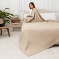 thumbnail image 3 of Comfy Cubs 100% Cotton Waffle Weave Blanket - Soft Lightweight Blankets (Sand, 50" X 60"), 3 of 8