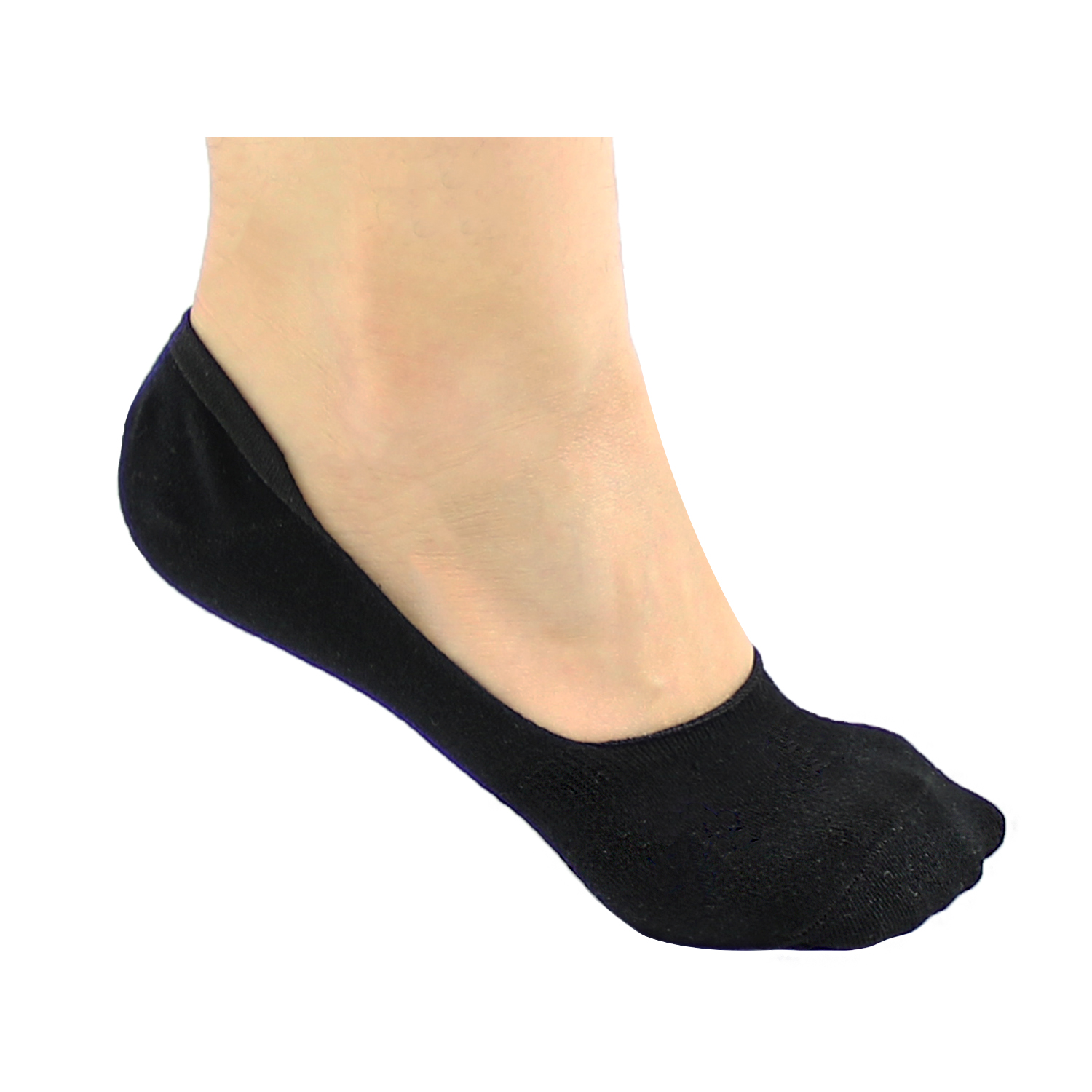 6 Pack Black Thin Casual No Show Socks Non Slip Flat Boat Line