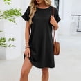 thumbnail image 4 of Kvture Womens Crochet Swim Cover Up Short Sleeve Waffle Knit Tops Bathing Suit Beach Dress Crew Neck Hollow Out Dresses Black L, 4 of 6