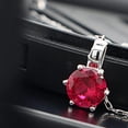 thumbnail image 4 of Dazzlelane 6.5MM Round Shape Simulated Pink Ruby Solitaire 6 Prong Set Pendant Necklace in 14K White Gold Plated Jewelry for Womens, 4 of 5