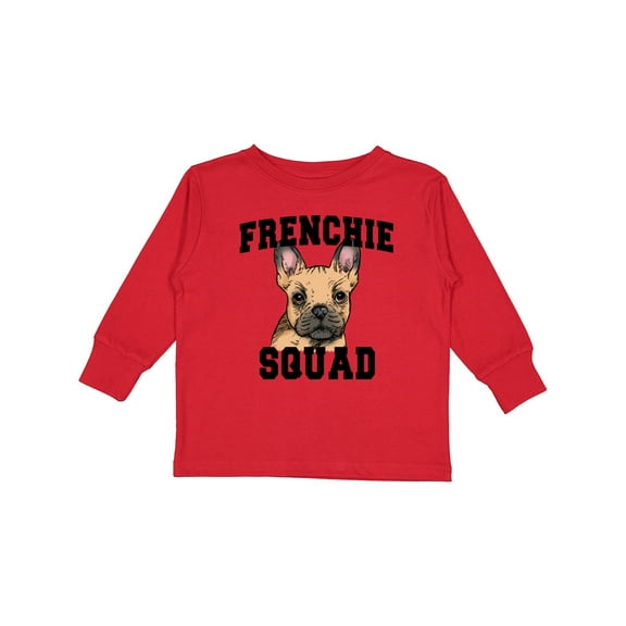 Inktastic Cute French Bulldog Frenchie Squad Boys or Girls Long Sleeve Toddler T-Shirt