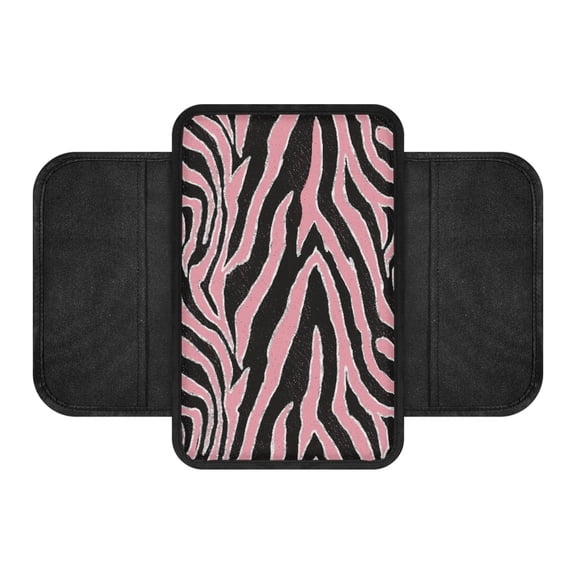 Chririnla Pink Glitter Zebra Stripe Pattern Car Armrest Cushion Protector Anti Scratch Automotive Armrest Cover for Car Interior, Non-Slip Auto Center Console Cover Most Vehicles