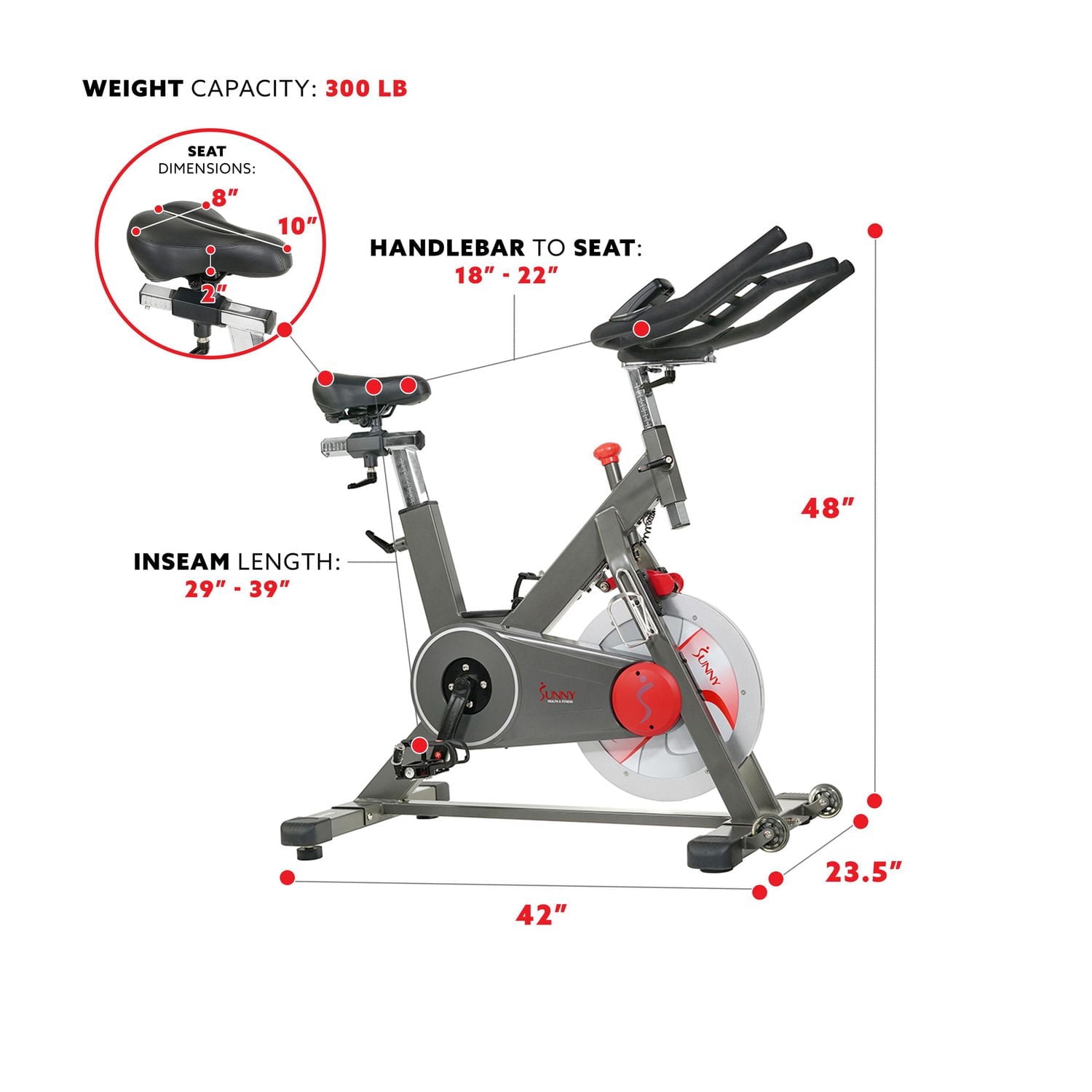 Sunny Health and Fitness Indoor Training Cycling Fitness Bike - SF-B1913