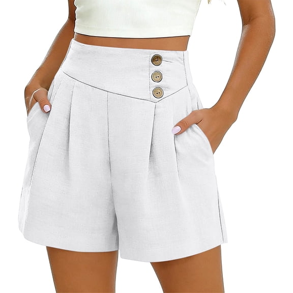 Admvng Womens Plus Size High Waisted Shorts Pleated Trendy Summer Casual Shorts