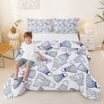 thumbnail image 2 of Castle Fairy Badminton Sport Full Size Comforter Sets 3-Piece, Ball Game Bedding Comforter Set, White Navy,Navy Blue Reversible,1 Comforter and 2 Pillowcases, 2 of 6
