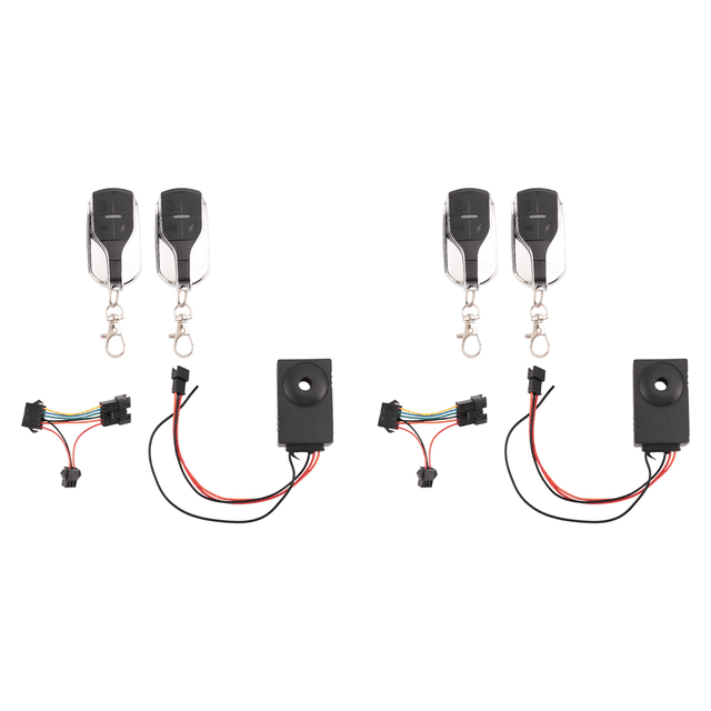 2X Electric Scooter Anti-Theft Device Vibration Alarm System Support Vehicle Search Function for 36-72V,2 x Host 4 x Remote Controller 2 x Adapter Cable,Black