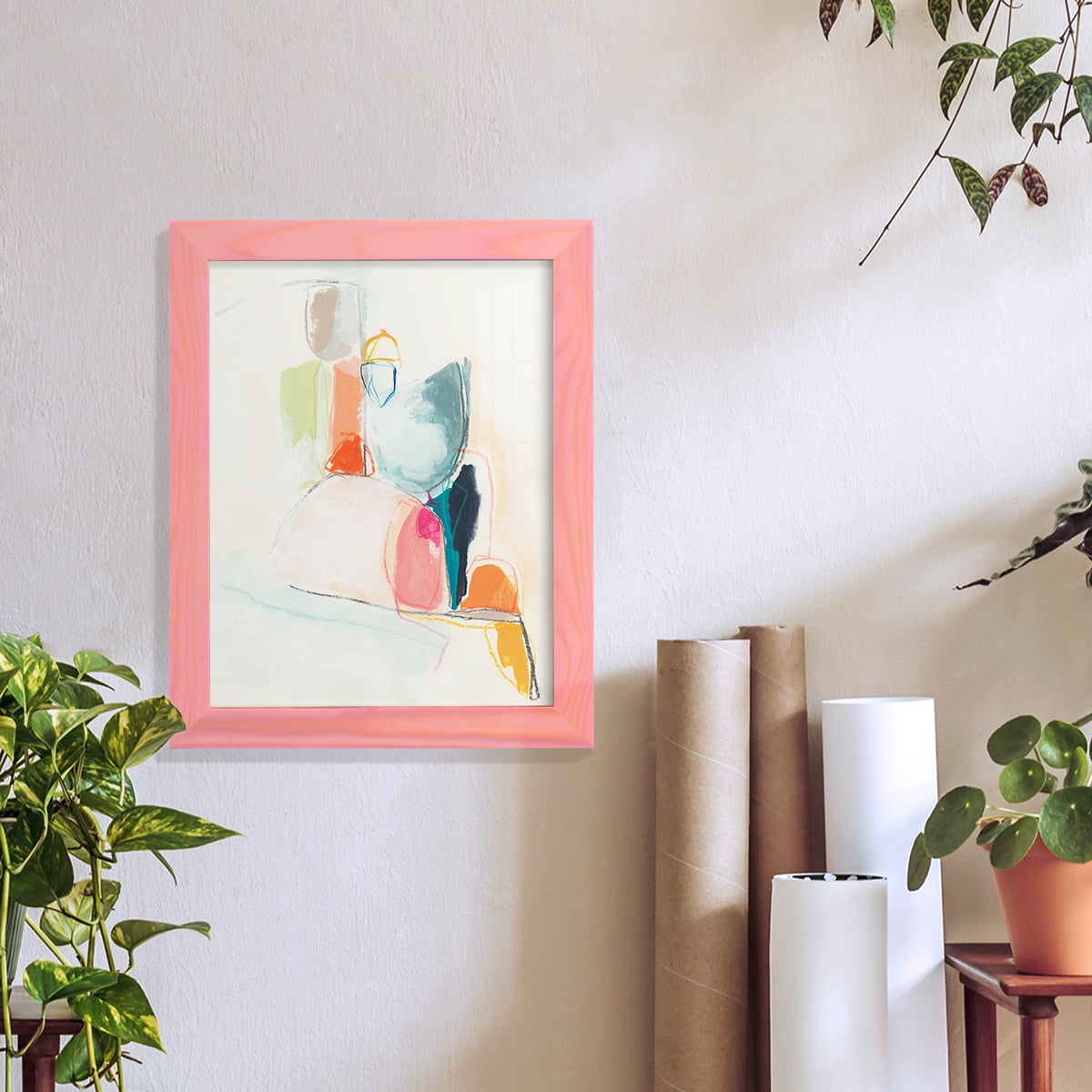 Factotum I -Framed Print w/glass-Sunset Pink