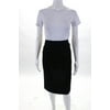 Pre-owned|Escada Womens Striped Back Slit Pencil Skirt Black Wool Size EUR 42