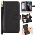 thumbnail image 1 of Nalacover for Samsung Galaxy S22 Ultra Zipper Wallet Case, Lanyard Shoulder Strap Crossbody Card Slots Holder Cover with Magnetic Clasp Kickstand Premium PU Leather + Soft TPU Shockproof Case,Black, 1 of 8