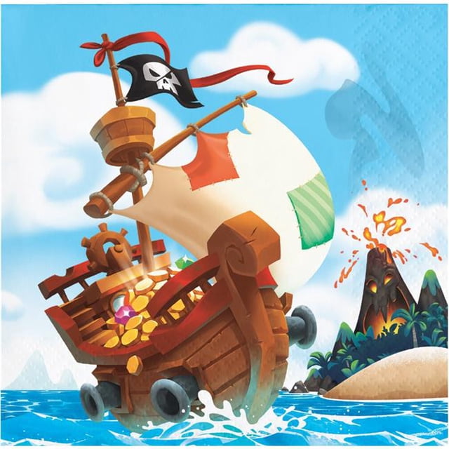 Creative Converting 339782 Treasure Island Pirate Beverage Napkins, 16 Count