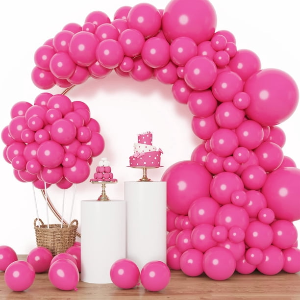 Kit de globos RUBFAC de látex rosa intenso, 129 unidades, para decoración de fiestas