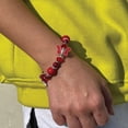 thumbnail image 4 of Butterfly Bracelets for Women, Handmade Glass Beaded Stretch Bracelet, Birthday Christmas Jewelry Gift for Her, Red, 1 pc, 4 of 12