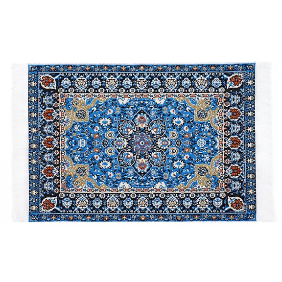 SPRING PARK 1/12 Doll House Star Sky Print Retro Miniature Woven Carpet Rug Blanket Decor